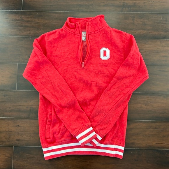 Scarlet & Grey 1/4 zip Ohio State sweatshirt. Juniors Medium - Picture 1 of 2